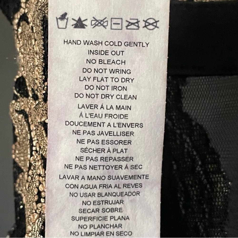 Morgan & Co Womens Juniors high neck black gold glitter lace prom dress size 5/6 - Picture 8 of 8
